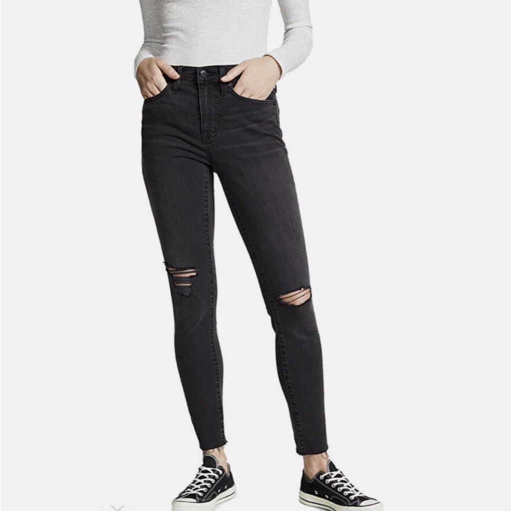 Madewell High-Rise Distressed Black Skinny Jeans